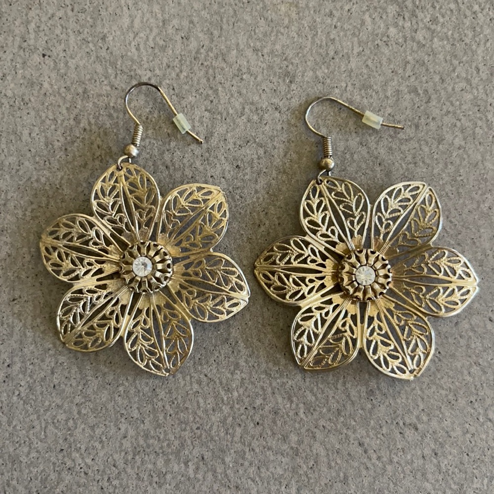 Gold and Rhinestone Statement Earrings
